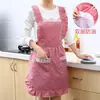 Delantal impermeable y a prueba de aceite de doble capa de moda estilo coreano para cocinar en la cocina, mono lindo estilo princesa, ropa de trabajo para el hogar para mujeres