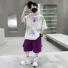 Conjunto de Verano para Niños 2026 Estilo Nuevo Ropa de Verano para Niños Mayores, Conjunto Delgado y Elegante de Manga Corta de Moda Fresco