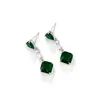 Aretes de corazón de circón blanco estilo transmisión en vivo, súper de hada, largos, de alta gama, aretes colgantes cuadrados con flecos, al por mayor