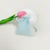 Azul claro largo felpa almacenamiento para pendientes collares bolsa de terciopelo accesorios para dispositivos de belleza joyería bolsa con cordón personalizado