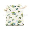 Bonita bolsa de algodón con estampado de flores, de color, de algodón y lino, con cordón ajustable, para guardar cosas, pequeña, venta al por mayor