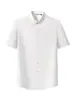 Camisa solta de manga curta plus size para homens, leve, para o verão, business casual, não amassa, cor sólida, com colarinho, top tipo camiseta