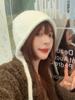 Celebridade da Internet Blogger Imitação Veludo de Visão Strap Chapéu de Ponto para Mulheres Outono e Inverno Quente Proteção para Ouvidos à Prova de Vento Puxar Gorro de Lã Versátil