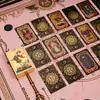 Cartas de Tarô Waite Mini Douradas Clássicas, 78 Cartas, Portátil e à Prova d'Água