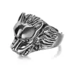 Anillo Retro de Diseño Explosivo de Nicho Anillo de Cabeza de Lobo Viejo Joyería de Mano Clásica de Moda para Pareja
