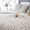 Manta de Tricô Grossa Feita à Mão Transfronteiriça, Manta de Tricô Outono e Inverno, Manta de Lã Personalizada, Manta de Fio Grosso para Aquecimento