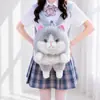 Mochila de Boneca Gatinho para Meninas, Nova Mochila de Boneca Fofa Peluda Estilo Japonês 2026, Presente para Meninas