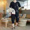 Conjunto de Shorts de Manga Corta para Hombre Lobo del Norte de China Verano, Conjunto de Dos Piezas Camiseta Casual Tendencia Elegante Estilo Chino