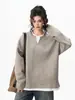 Sudadera con Capucha de Bloques de Color de Peso Pesado Americano Falsa de Dos Piezas con Cuello en V para Mujeres y Hombres, Otoño, Sensación de Alta Gama, Suelta Casual Simple para el Trabajo