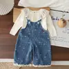 Nuevo Conjunto de Ropa de Primavera para Niñas Pequeñas y Niños Pequeños, Estilo Coreano, Moda para Bebés Primavera y Otoño Cabeza de Conejo Conjunto de Tres Piezas Falsas de Moda