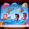 Decoração de Palco Tema Oceano Sereia Golfinho Dia das Crianças Balões de Alumínio Venda Direta da Fábrica