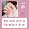 Wm-367 Ouro Rosa Rima de Lótus Unhas Postiças Curtas Estilo Chinês Flor Blush Atmosfera Pontas de Unha Usáveis Venda por Atacado