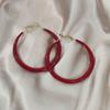 Aretes Rojos Diarios, Aretes Redondos Simples y Festivos Estilo Coreano, Aretes de Lujo Ligero de Invierno Bañados en Metal