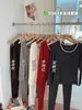 Conjunto Cálido de Cachemira con Cuello Redondo de Color Contrastante para Mujer, Top y Pantalones Ajustados de Capa Base Otoño, Conjunto de Ropa Interior de Alta Elasticidad Agradable para la Piel 9961
