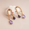 Brincos de Metal Europeus e Americanos Estilo Cruzado Cravejados de Diamante com Flor Emendada, Brincos de Luxo Leve e de Alta Qualidade, Brincos Personalizados Modernos e Versáteis