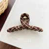 Pinza para el pelo de tela a cuadros dulce y linda estilo coreano con un toque de alta gama para recogidos, Pinza de tiburón Accesorio para el pelo para mujer