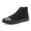 Tênis de Cano Alto em Lona para Homens, Tênis Totalmente Pretos, Sapatos Casuais Respiráveis para Estudantes, Estilo Coreano, Versátil, Sem Logo