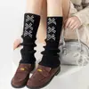 Calcetines de punto hasta la pantorrilla color marrón melardo, engrosados para abrigar en otoño, con un dulce diseño de lazo inspirado en el ballet y un borde con volantes