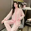 Pijama de seda gelada para mulheres, primavera-verão 2026, conjunto de manga longa e calça longa, confortável e leve, roupa de casa de comércio exterior