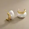 Brincos de Pérola em Formato C de Luxo Leve Estilo Francês, Geométricos Artísticos da Moda, Elegância para o Dia a Dia, Brincos Tendência