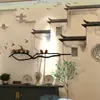 Papel de parede 8D pintura a tinta chinesa cidade aquática de Jiangnan fundo de construção Huipai tecido de parede restaurante Restaurante Restaurante papel de parede de sala privada