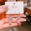 Aretes de Hebilla de Oreja Nueva Japonesa y Coreana 2025 Distintivos Dulces de Lazo Zircón Combinables Retro Modernos Joyería para Orejas de Mujer