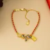 Pulsera Elegante y de Alta Gama con Moneda del Año Zodiacal de Moda y Lujo, Caballo, Piedra Natural Geométrica y Hilo Rojo, Joyería de Pulsera Tejida a Mano
