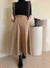 Talla Actualizada Chic Coreano Estilo Francés Cintura Alta Versátil Dobladillo Amplio Cintura Elástica Falda de Longitud Media para Mujer