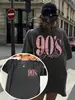 Camisa Casual de Algodón Puro para Mujer 2025, Cuello Redondo, Manga Corta, Estampada de Algodón Europeo, Americano y del Sudeste Asiático