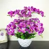 Conjunto Simulados de Phalaenopsis com 7 Hastes, Flores Artificiais, Flores de Seda, Enfeites para Sala de Estar, Arte Floral Decorativa, Exibição para Casa, Plantas Floridas em Vasos