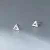 Pendientes Triangulares Elegantes de Plata de Ley S925 Estilo Coreano de Moda Pequeños Frescos con Diamante Hueco Nalan G4821