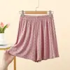 Calça feminina de verão fina de modal, modelagem solta, comprimento três quartos, para casa, calça casual de perna larga plus size, pode ser usada como shorts