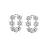 Aretes de Flores con Cuentas Redondas para Mujer, en Stock para Venta al Mayoreo, Frescos y Elegantes, Estilo Nicho de Alta Gama, Clips para Oreja de Flores de Diamantes Brillantes