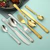 Set de Cuchillo y Tenedor de Lujo Ligero Transfronterizo con Relieve de Espiga de Trigo Cuchillo, Tenedor y Cuchara de Acero Inoxidable Juego de Cuatro Piezas Vajilla Occidental Herramientas para Comer Bistec