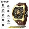 Reloj Deportivo Sanda de Doble Pantalla para Estudiantes de Secundaria, Montañismo al Aire Libre, Hora Mundial, Resistente al Agua, Cuenta Atrás, Versátil, Elegante Reloj Electrónico