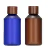 Em estoque garrafa de ombro oblíquo 300ml tampa de madeira com cera branca garrafa de água de rosas pura 500ml pet frasco para cosméticos emulsão tônico sub-embalado