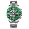 Reloj de pulsera para hombre de platino asiático, mecánico de cuerda, hueco, moda, fantasma verde del agua, calendario, luminoso, impermeable, multifuncional, de cuarzo