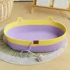 Cama oval para gato tricotada à mão, adequada para todas as estações, resistente ao desgaste e a arranhões, ninho para dormir de animal de estimação, cama de gato de verão estilo festivo