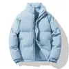 Comércio exterior masculino inverno cor sólida estampa solta quente acolchoado de algodão para casais marca de tendência estilo Hong Kong gola confortável novo casaco acolchoado de algodão