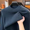 Suéter de Punto de Manga Larga con Cuello Redondo Estilo Old Money Otoño/Invierno para Hombre, Suéter Cálido Versátil Casual para Viajar al Trabajo