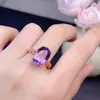 Anillo de Amatista Pura Natural para Mujer Piedra Desnuda Tamaño 10*14mm Anillo Incrustado de Plata de Ley S925 de Alta Calidad