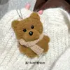 Pingente de Boneca Urso Gordinho Desenho Animado Original Urso Menina com Cachecol Boneca Pingente para Mochila Escolar de Estudante