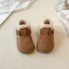 Botas Curtas Birkenstock Camurça Fosca Moda Coreana Feminina Inverno 2025 Botas Casuais de Algodão para Crianças Pequenas e Médias