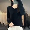 Nuevo suéter de lana grueso sin costuras para otoño e invierno para mujer, jersey de punto de manga larga, prenda básica versátil