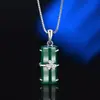 Colar de Prata de Lei S925 Ágata Calcedônia Bambu Design de Moda Feminina Pingente de Jade Incrustado de Alto Padrão Estilo Meio do Século