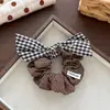 Novo Presilha de Cabelo Infantil de Xadrez com Laço Outono Elástico Alto Corda de Cabelo Acessórios de Cabelo Presilha Lateral para Franja