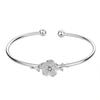 Pulsera de flores creativas y dulces de estilo Mori, abierta, con incrustaciones de diamantes, para mujer, con flor de cerezo rosa, pulsera sencilla y combinable.