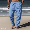 Amazon Nuevo AliExpress Verano Europeo y Americano Hombre Hip Hop Transpirables Algodón Lino Holgados Casual Deportivos Pantalones