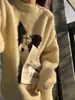 Suéter de Punto Redondo de Dibujos Animados Casual para Hombres y Mujeres en Otoño e Invierno Estilo Coreano Suéter de Punto Holgado Perezoso con Camiseta Básica