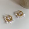 Estilo coreano ins blogueiro mesmo estilo brincos de pérolas brilhantes flor doce vintage brincos de pérolas brincos online estilo celebridade jóias